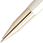 Montblanc's Ivory Heritage Rouge et Noir 'Baby' Rollerball Pen can be engraved on the cap.