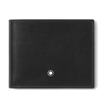 This Montblanc Meisterstück 6CC Black Leather Wallet has the iconic snowcap emblem that is embellished with palladium-plating.