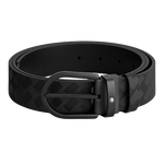 Montblanc's Horseshoe Black PVD Pin Buckle Extreme 3.0 Leather Belt has a matte black buckle that has been made from PVD