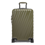 This TUMI 19 Degree International Expandable Olive Carry-On is made out of a polycarbonate so it has a hard-shell that is durable.