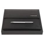 This Hugo Boss Black Pinstripe A5 Folder & Cloud Chrome Ballpoint Set makes a great gift for anyone who loves to stay organised.