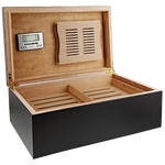 This Black Premium Cigar Club Medium Humidor is designed by S.T. Dupont Paris.