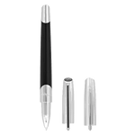 This Défi Millenium Black Lacquer Rollerball Pen by S.T. Dupont has the brand name engraved around the barrel on the chrome trims.
