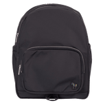 Paul Smith's Zebra Black Recycled Nylon Backpack has a front zip pocket and main zip compartment.