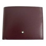This Montblanc men's leather wallet comes with the star logo on the front of the burgundy leather.