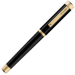 montegrappa zero black yellow gold fountain pen with 14k gold nib cap on