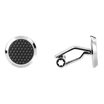 These Montblanc Meisterstück Stainless Steel Black Cufflinks have a hexagonal patterned inlay in black that is made out of precious lacquer.