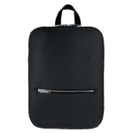 This Hugo Boss backpack is made from a textured black leather material.