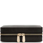 This WOLF Black Palermo Zip Jewellery Case features gold accented hardware.