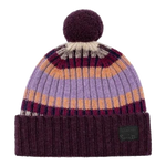 This Freya Stripe Knit Purple Lambswool Beanie Hat by Paul Smith has been made out of lambswool with a fleece pompom at the top.