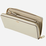 Inside the Numah Beige Leather 12CC Zip Around Purse.