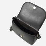 Inside the Numah Black Leather Cross Body Saddle Bag with Double B Keyring.