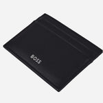 The Randy 4CC Black Card Holder with Embossed Silver Logo by BOSS.