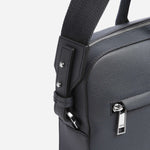 Side view of the Ray Navy Blue Faux Leather Document Case.