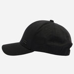 Side view of the BOSS Zed Black Cotton Cap with Metal Logo.