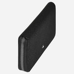 Side view of the Black Sartorial Leather 12CC Medium Wallet with Zip.