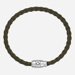 The Men's Khaki Leather and Stainless Steel 3 Ring Bracelet by Montblanc.