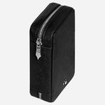 Side view of the Sartorial Black Leather Eight Pen Pouch with Zip.