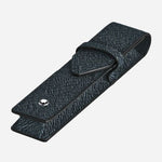 Side view of the Tweed Blue Sartorial Leather 1-Pen Pouch.