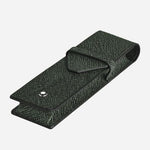 Side view of the Tweed Khaki Sartorial Leather 2-Pen Pouch.