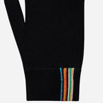 The Men's Black Merino Wool Gloves with Signature Stripe Edge by Paul Smith.