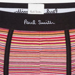 The Paul Smith signature on the waistband of the 5-Pack Organic Cotton Black and ‘Signature Stripe’ Stretch Boxer Briefs.