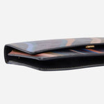 Base view of the Women's Swirl Print Leather Evening Bag with Chain Strap.