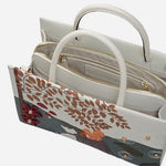Inside the Autumn Leaves Snow Medium Zip Top Multiway Bag.