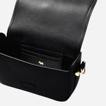 Inside the Bathurst Mews Black Small Flapover Cross Body Bag.