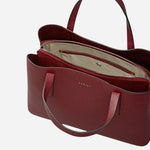 Inside the Dukes Place Carmine Red Leather Medium Zip Top Multiway Bag.