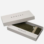 Gift box for the Knitters Lane Pine Needle Gloves with Contrasting Stripe.