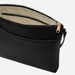 Inside the Pockets Black Large Zip Top Cross Body Bag.