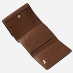 Inside the Pockets Chocolate Brown Small Trifold Purse.