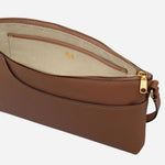 Inside the Pockets Saddle Brown Medium Zip Top Cross Body Bag.