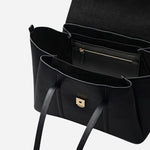 Inside The Chancery Black Medium Flapover Shoulder Bag.