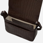 Inside the Westwell Lane Faux Croc Dark Oak Small Flapover Cross Body Bag.