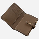 Inside the Willis Street Coffee Brown Leather Medium Bifold Purse.