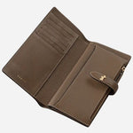 Inside the Willis Street Coffee Leather Large Bifold Wallet.