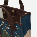 Inside the Winter Tales Teal Small Open Top Canvas Grab Bag.