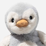 Close up of the Steiff 14 cm Lio the Penguin with Rattle.