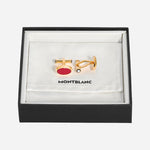 Meisterstück Stainless Steel Oval Cufflinks with Red Geometric Lacquer Inlay