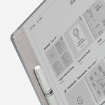 Close up of the 64 GB Digital Paper Tablet in Cool Grey with Digital Pen.