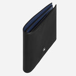 Side view of the Meisterstück Black and Ink Blue Leather 6CC Wallet.