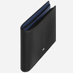 Side view of the Montblanc Meisterstück Black and Ink Blue Leather 8CC Wallet.