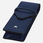 Side view of the Montblanc Meisterstück Ink Blue Leather Envelope 2-Pen Pouch.