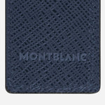 The Montblanc embossed logo on the back of the Sartorial Ink Blue Leather One Pen Pouch.