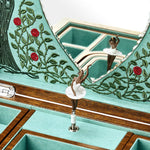 An alternate hand-painted ballet dancer figure from the Sleeping Beauty Ballet Musical Jewellery Box in Turquoise and Walnut Wood.