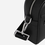 Side view of the Zair Black Faux Leather Squared Cross Body Bag.