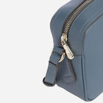 Side view of the Blue-Grey Leather Lenah Cross Body Bag.