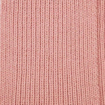 Close up of the Women's Pink Lambswool Scarf with Swirl Heart Logo.